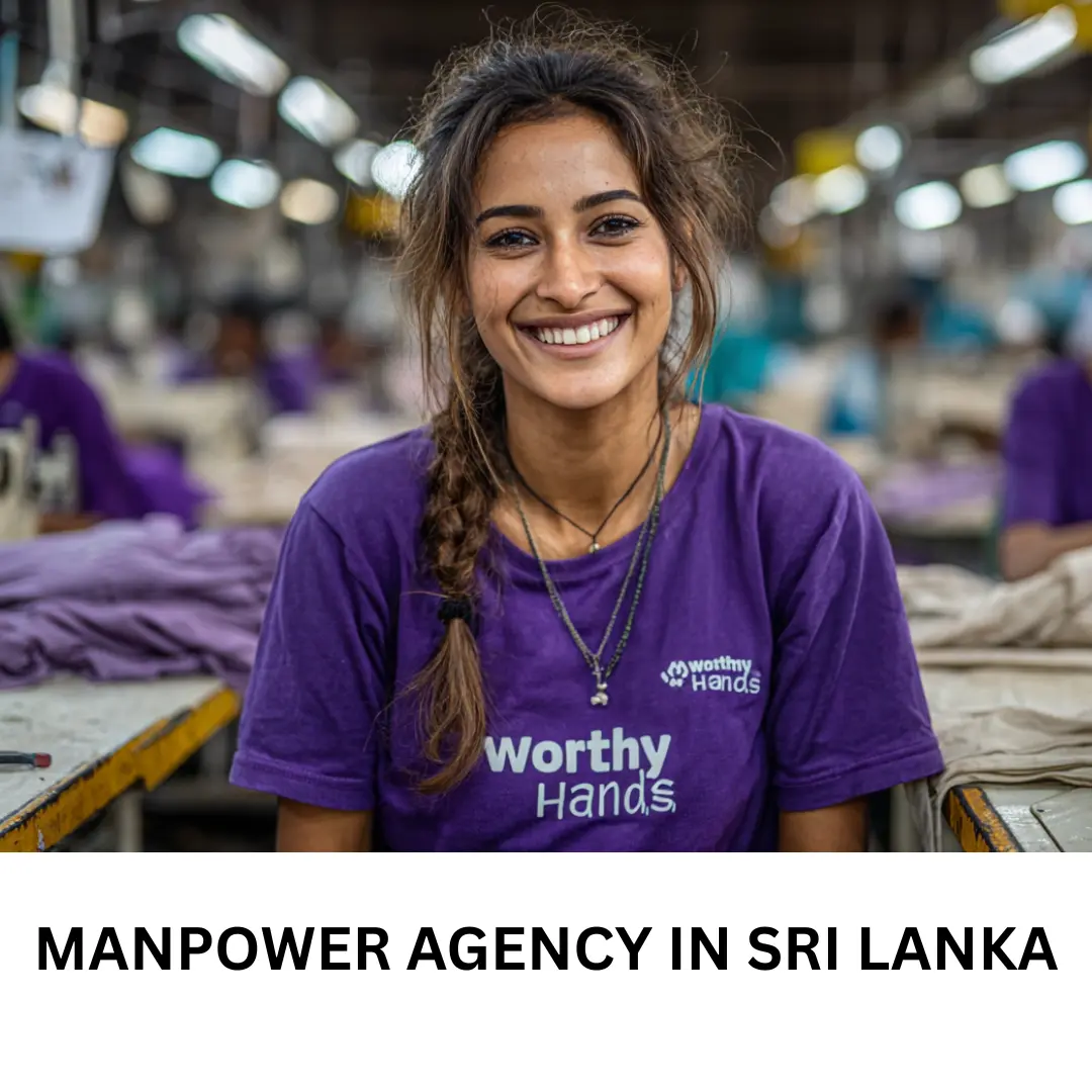 Garment worker in factory wearing purple Worthy Hands uniform